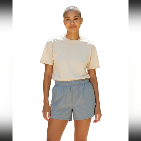 Athleta Short Mesh Racer Run Short Size Large Grey Tie Waist Featherweight Large - Picture 6 of 11